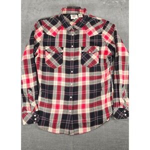 Levis Vintage Y2k Cowgirl Plaid Flannel Shirt Long Sleeve‎ Button Up Western Lg